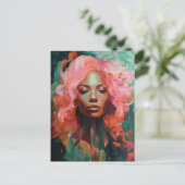 Carte Postale Superbes cheveux roses (Debout devant)