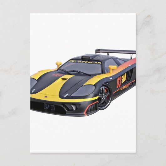 Carte Postale Supercar en noir et jaune (Devant)