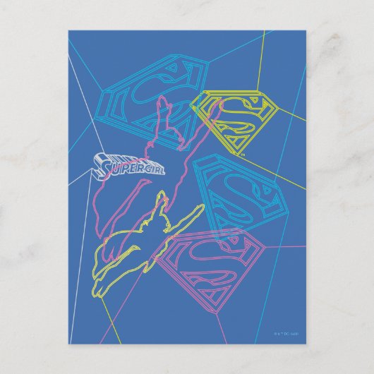 Carte Postale Supergirl and Logo Colored Outlines (Devant)