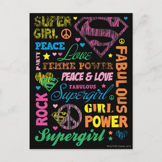 Carte Postale Supergirl Colorful Texte Collage (Devant)