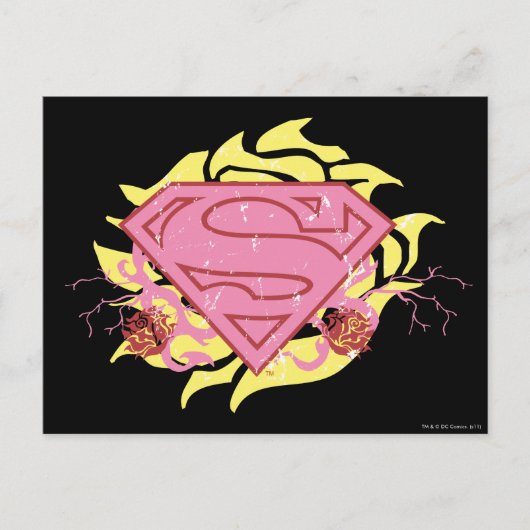 Carte Postale Supergirl Fleurs roses (Devant)