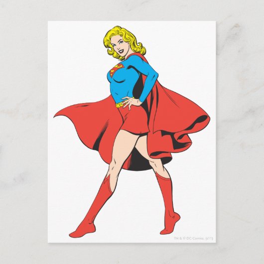 Carte Postale Supergirl frappe un poteau (Devant)