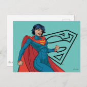 Carte Postale Supergirl Hovering en costume bleu (Devant / Derrière)