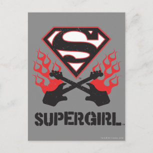 Carte Postale Supergirl Logo Black Flaming Guitars