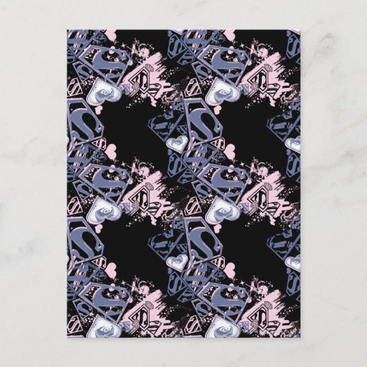 Carte Postale Supergirl Motif rose et violet (Devant)