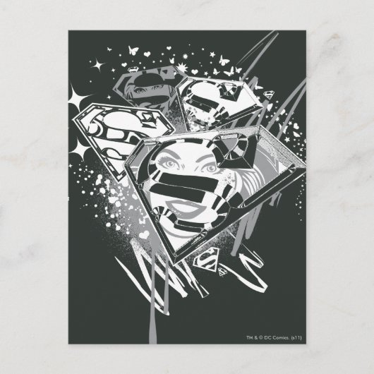 Carte Postale Supergirl noir et blanc (Devant)