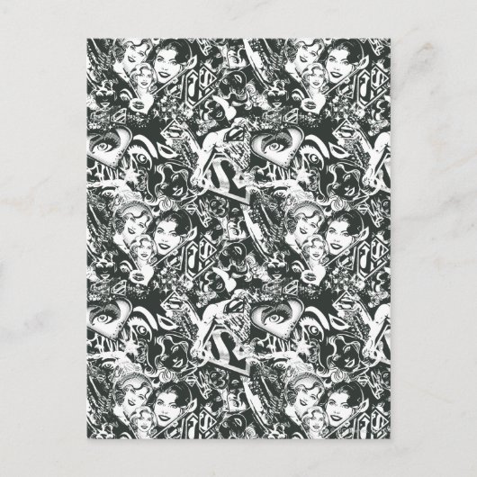 Carte Postale Supergirl noir et blanc collage (Devant)