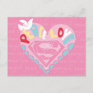 Carte Postale Supergirl Paix et amour rose