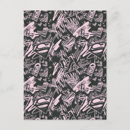 Carte Postale Supergirl Pink et Black Scribbles (Devant)