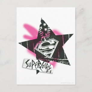 Carte Postale Supergirl Pink Spray Star Peinture
