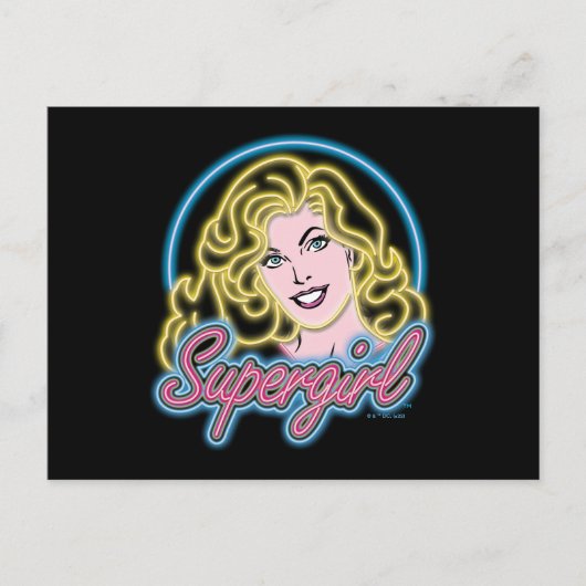 Carte Postale Supergirl Retro Neon Lights Graphic (Devant)