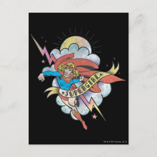 Carte Postale Supergirl volant éclair tatouage (Devant)