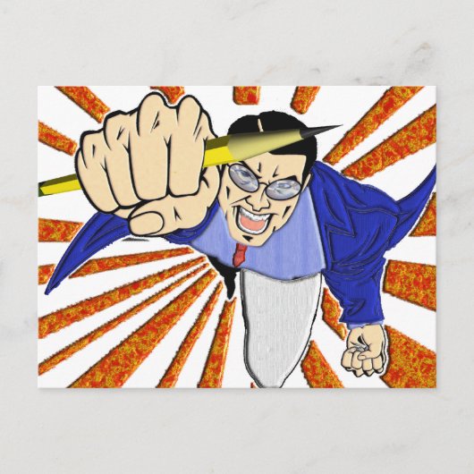 Carte Postale Superhero avec crayon (Devant)