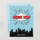 Carte postale Superhero Comic Anniversaire Merci (Devant / Derrière)