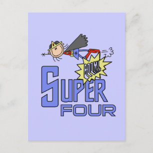 Carte Postale Superhero Girl 4th Birthday Tshirts et cadeaux