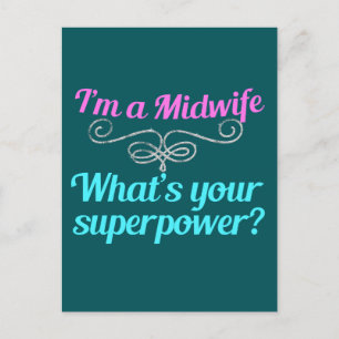 Carte Postale Superhero mignonne sage-femme