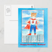Carte Postale Superhero Nom personnalisé Joyeux anniversaire (Devant / Derrière)