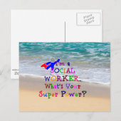 Carte Postale Superhero travailleur social, Humour travailleur s (Devant / Derrière)