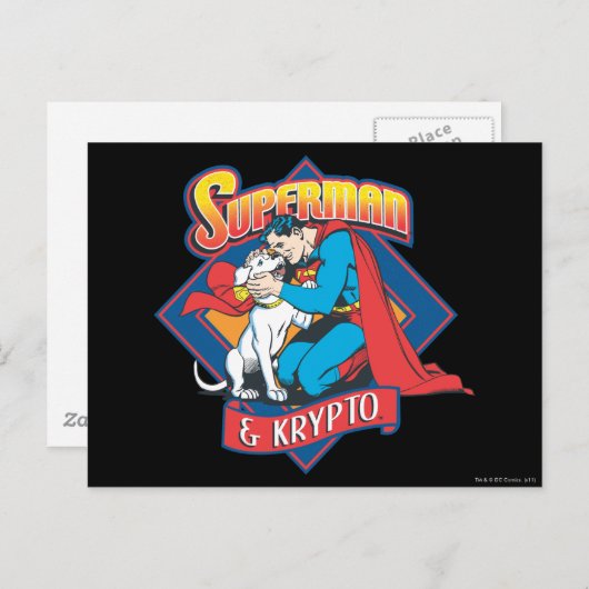 Carte Postale Superman avec Krypto (Devant / Derrière)