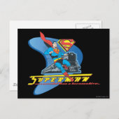 Carte Postale Superman avec train - Couleur (Devant / Derrière)