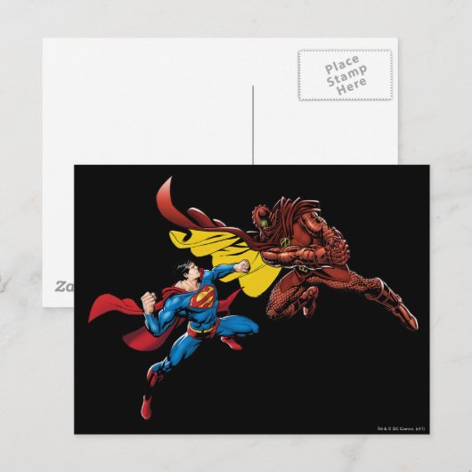 Carte Postale Superman combat (Devant / Derrière)