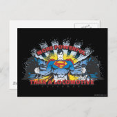 Carte Postale Superman - Deux trains (Devant / Derrière)