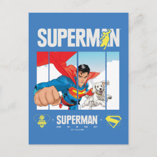 Carte Postale Superman et Krypto prennent leur envol