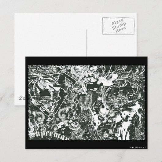 Carte Postale Superman Grey Collage (Devant / Derrière)