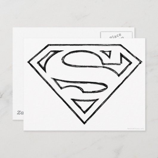 Carte Postale Superman S-Shield | Logo Simple Black Outline (Devant / Derrière)