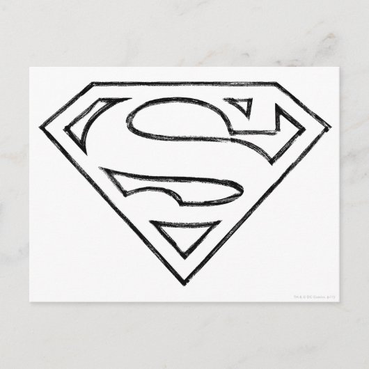 Carte Postale Superman S-Shield | Logo Simple Black Outline (Devant)