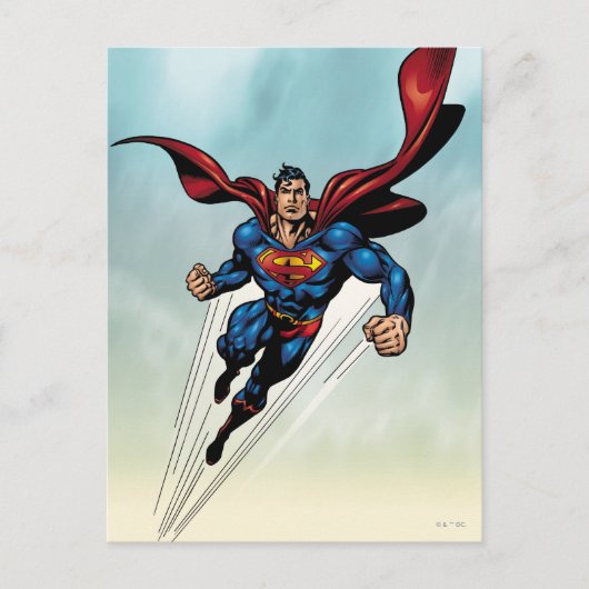 Carte Postale Superman saute vers le haut (Devant)