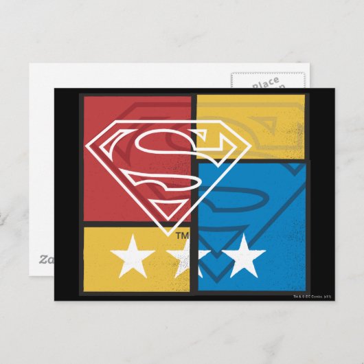 Carte Postale Superman Shield avec étoiles (Devant / Derrière)
