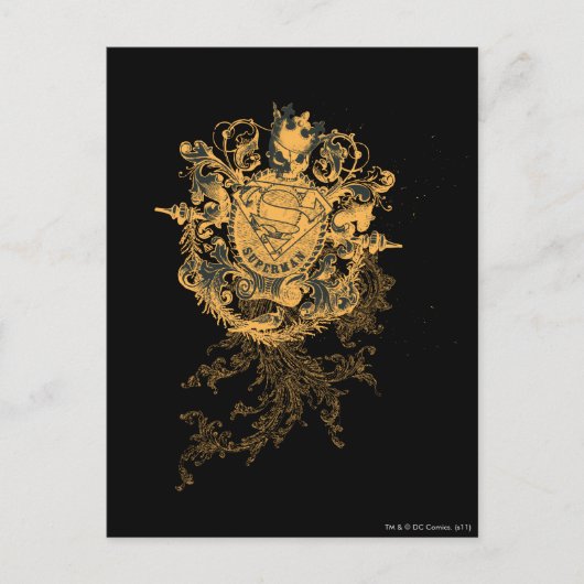 Carte Postale Superman stylisé | Logo beige cœur orange (Devant)