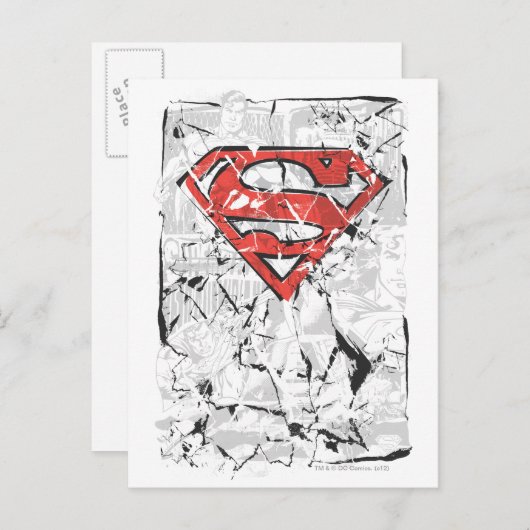 Carte Postale Superman Stylisé | Logo comique découpé (Devant / Derrière)