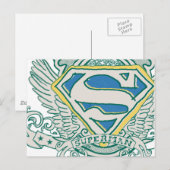 Carte Postale Superman Stylisé | Logo de crête esquissé (Devant / Derrière)
