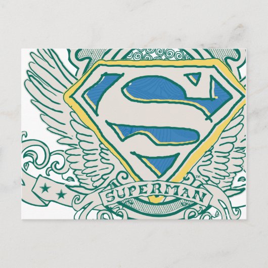 Carte Postale Superman Stylisé | Logo de crête esquissé (Devant)