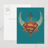 Carte Postale Superman Stylisé | Logo de l'Arrière - plan Turquo (Devant / Derrière)