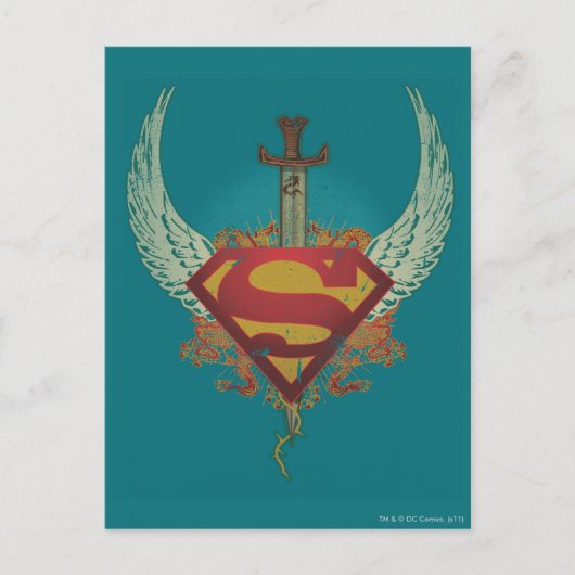 Carte Postale Superman Stylisé | Logo de l'Arrière - plan Turquo (Devant)