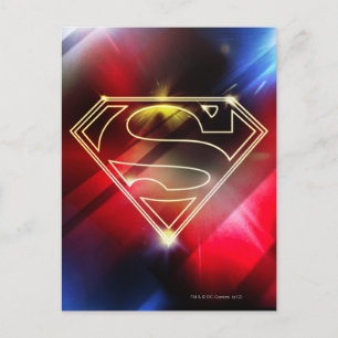 Carte Postale Superman Stylisé   Logo en plan jaune brillant