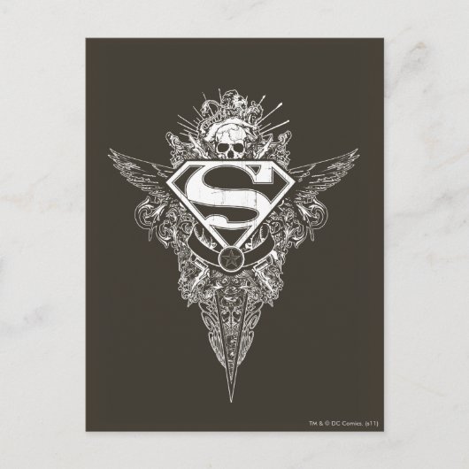 Carte Postale Superman Stylisé | Logo étoile et crâne (Devant)