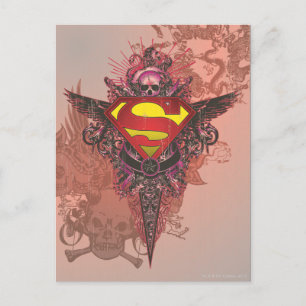 Carte Postale Superman Stylisé   Logo Grunge Design