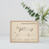 Carte Postale Supermarine Spitfire - Plan directeur de l'avion S (Debout devant)