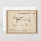 Carte Postale Supermarine Spitfire - Plan directeur de l'avion S (Devant / Derrière)