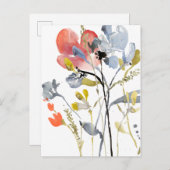 Carte Postale Superposition de fleurs - Fleurs pastel à l'aquare (Devant / Derrière)