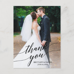 Carte Postale Superposition de photo de mariage de calligraphie
