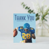 Carte Postale Superposition de script bleu Photo de remerciement (Debout devant)