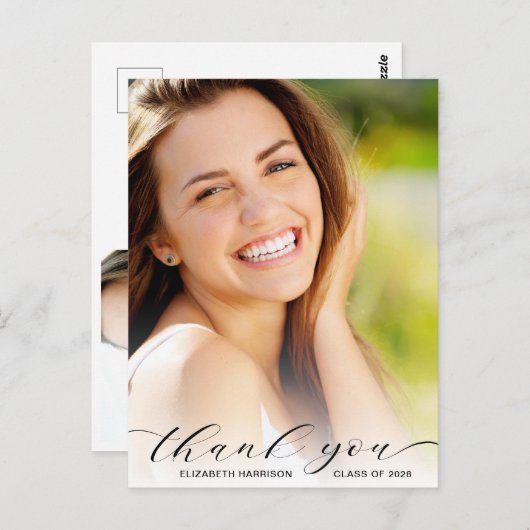 Carte Postale Superposition de texte de script de fin d'études M (Devant / Derrière)