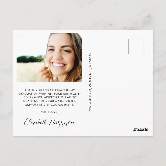 Carte Postale Superposition de texte de script de fin d'études M (Dos)