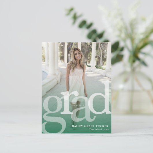 Carte Postale Superposition verte simple GRAD N'IMPORTE QUELLE A (Debout devant)