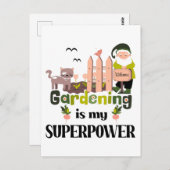 Carte Postale Superpuissance du jardin, jardinier mignon (Devant / Derrière)